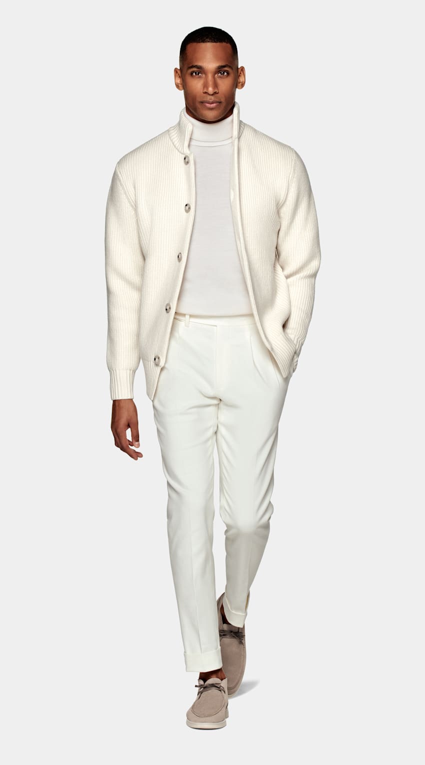 SUITSUPPLY Pure Australian Merino Wool Off-White Cardigan