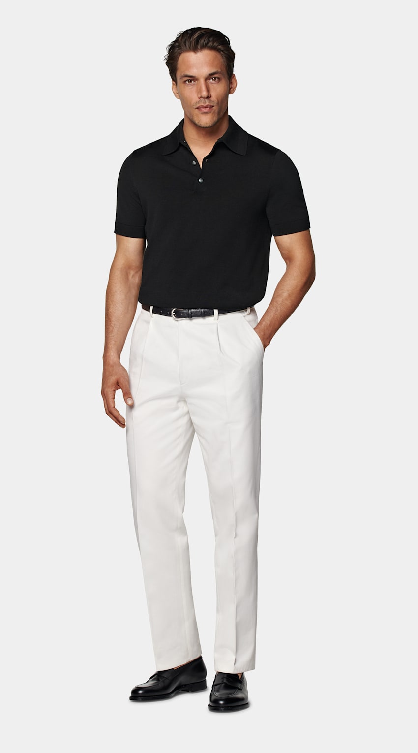 Poloshirt schwarz Kalifornische Baumwolle und Maulbeerseide SUITSUPPLY Osterreich