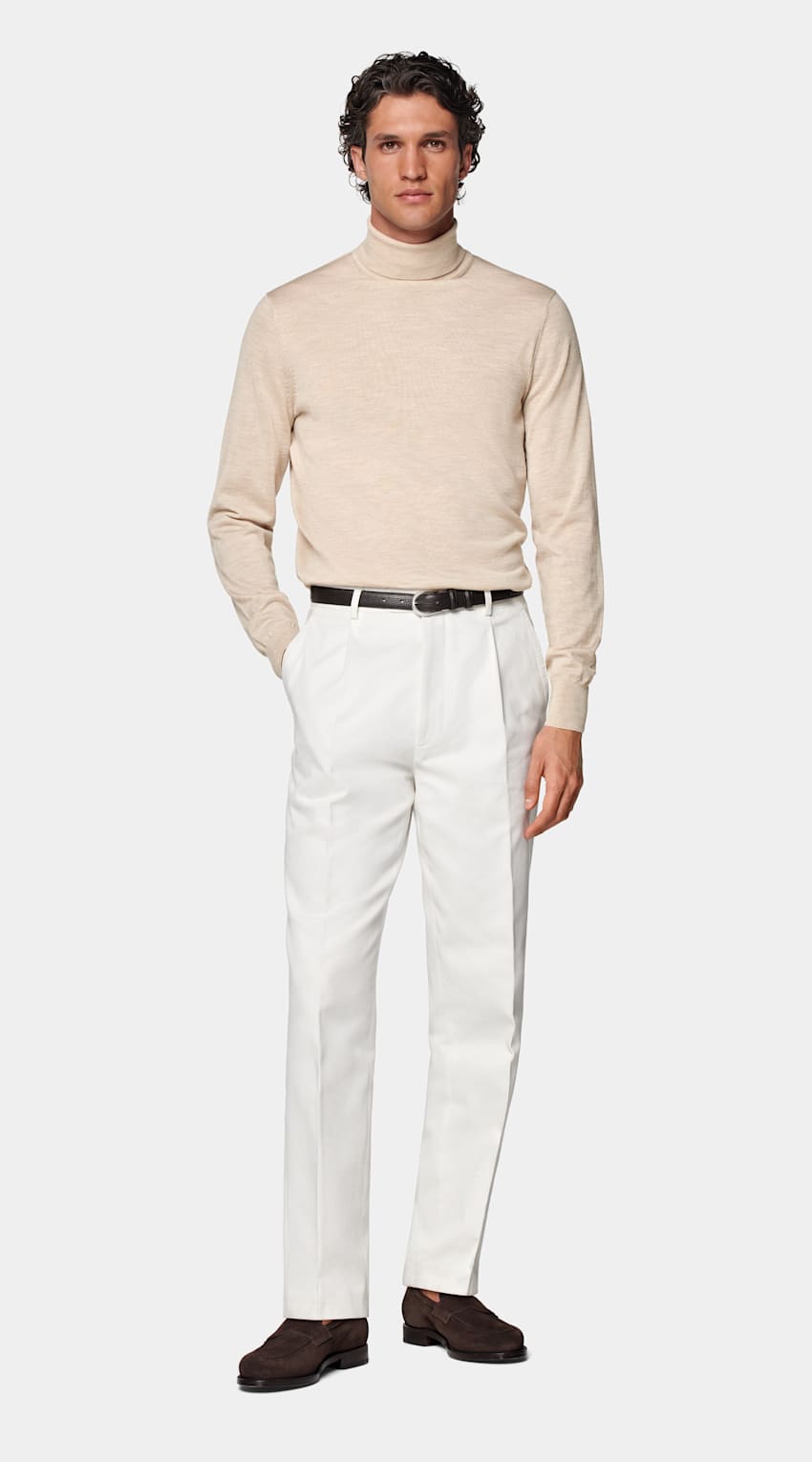 SUITSUPPLY Pure Schurwolle Merino Rollkragenpullover sand