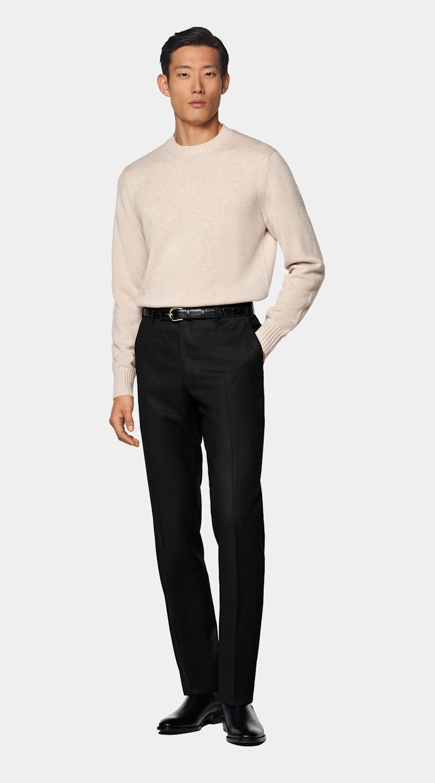 SUITSUPPLY Pure Mongolian Cashmere Sand Crewneck