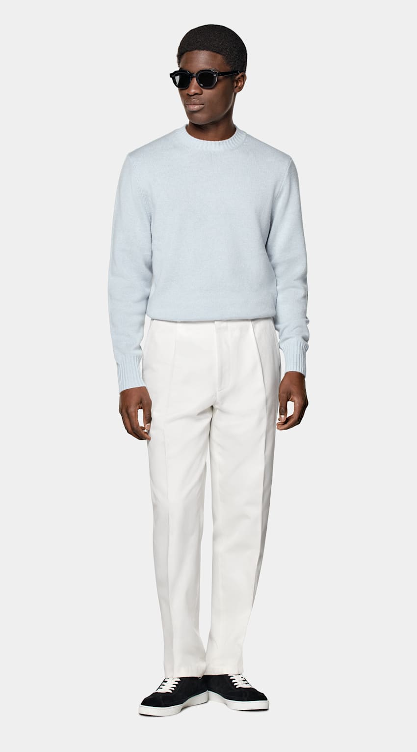 SUITSUPPLY Pure Mongolian Cashmere Light Blue Crewneck