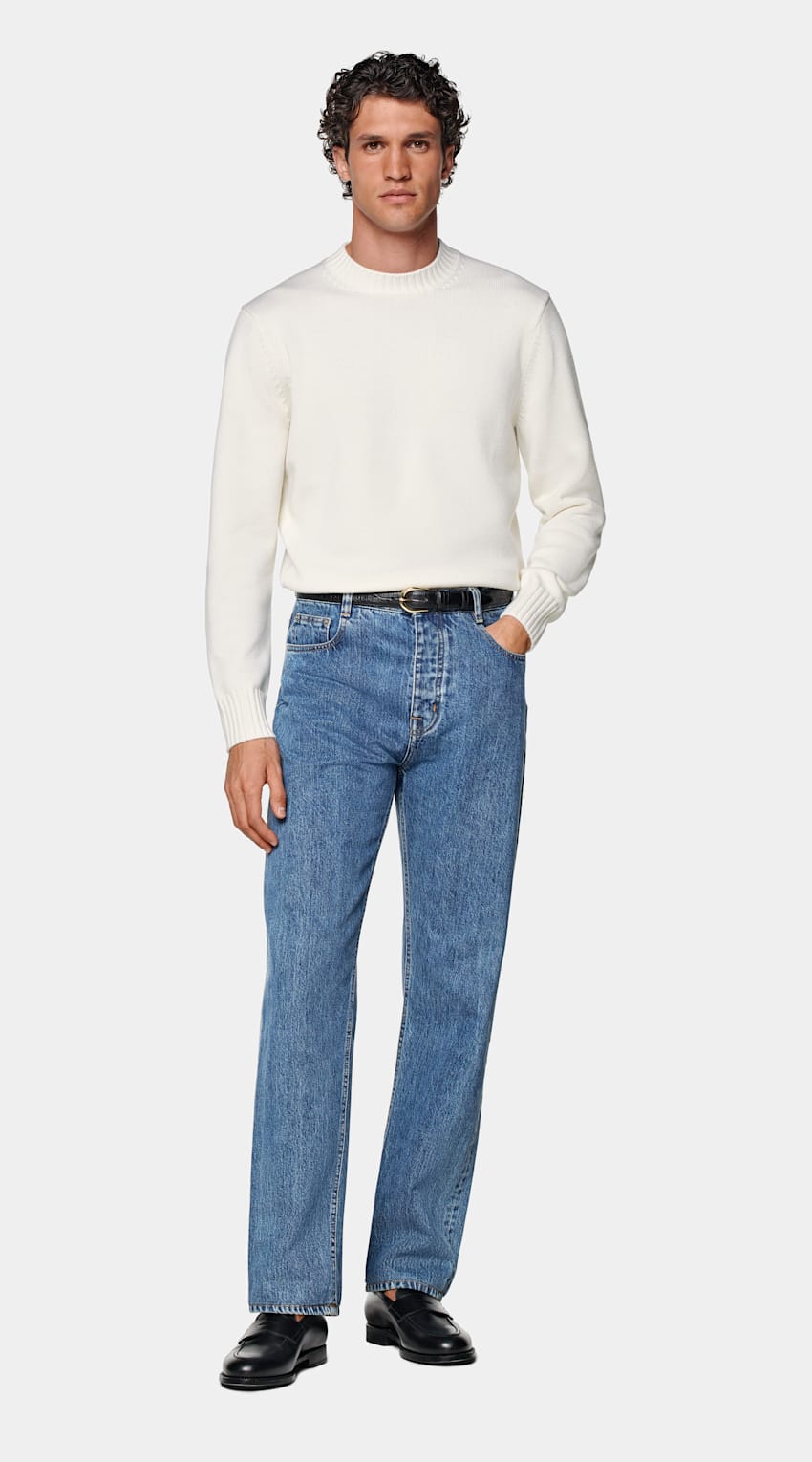 SUITSUPPLY Pure Wool Off-White Merino Crewneck