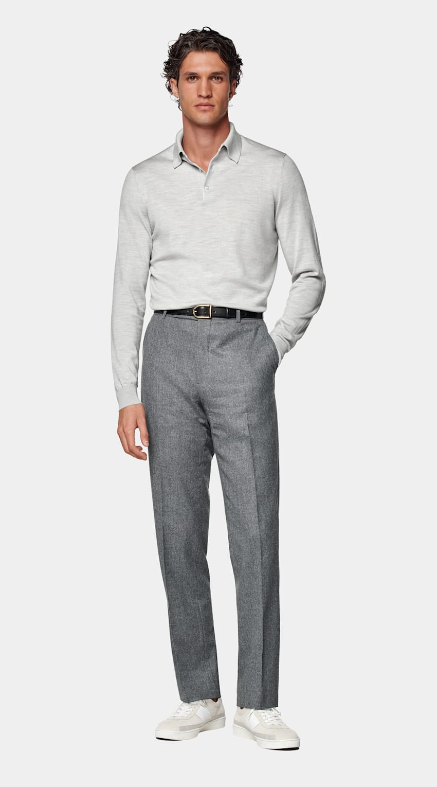 SUITSUPPLY Pura lana Polo de manga larga gris claro merino