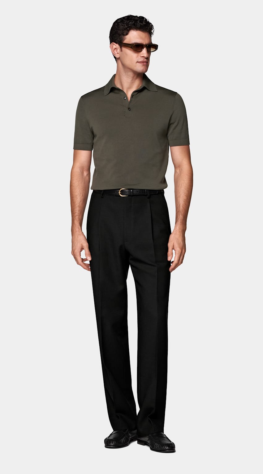SUITSUPPLY Cotton Silk Green Polo