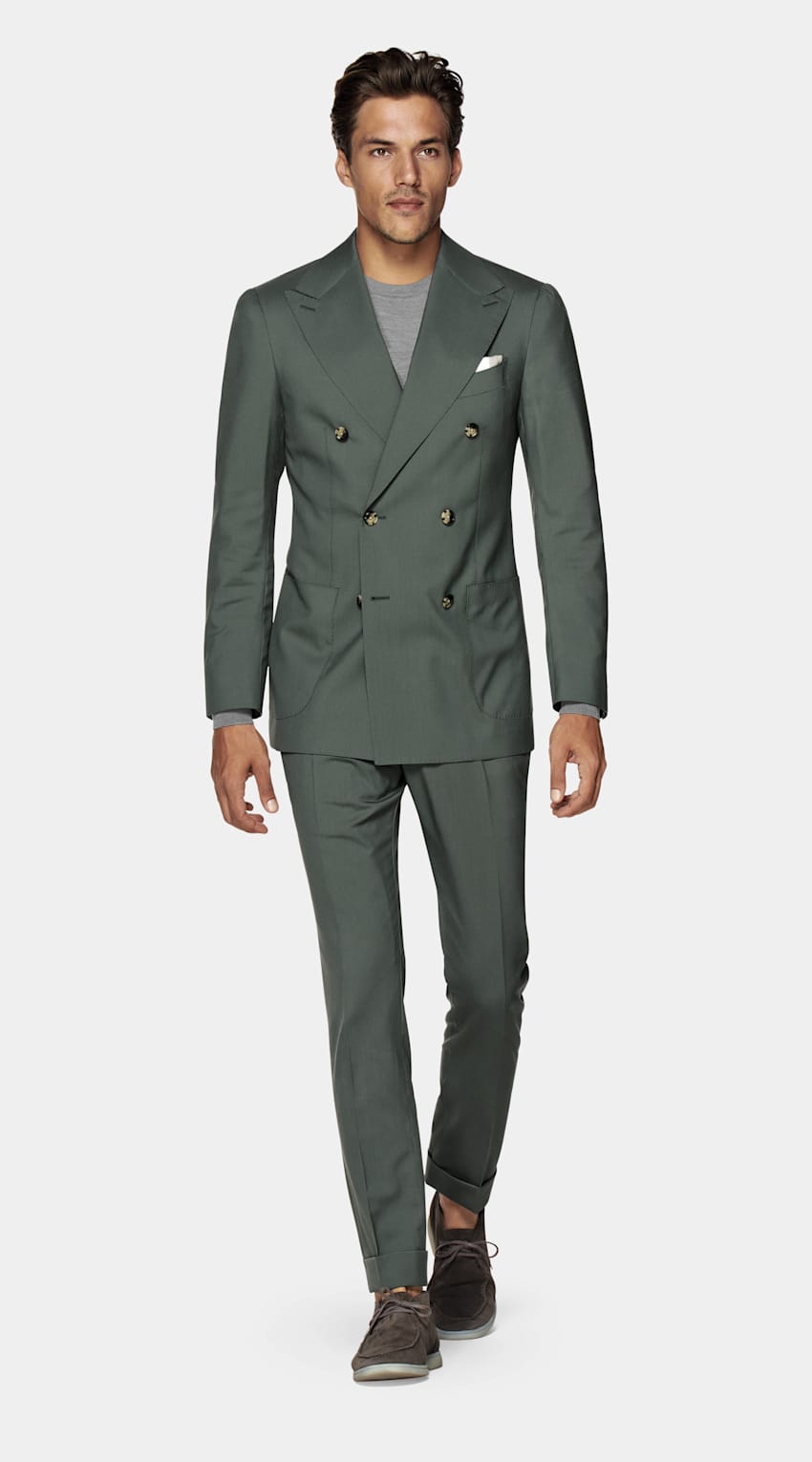 SUITSUPPLY Traceable Tropical Wool S120's by Vitale Barberis Canonico, Italy Light Green Custom Made Suit