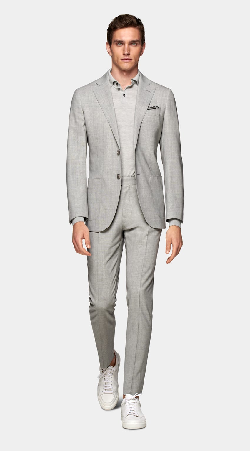 SUITSUPPLY Pure Wool Traveller by Vitale Barberis Canonico, Italy Light Grey Custom Made Suit