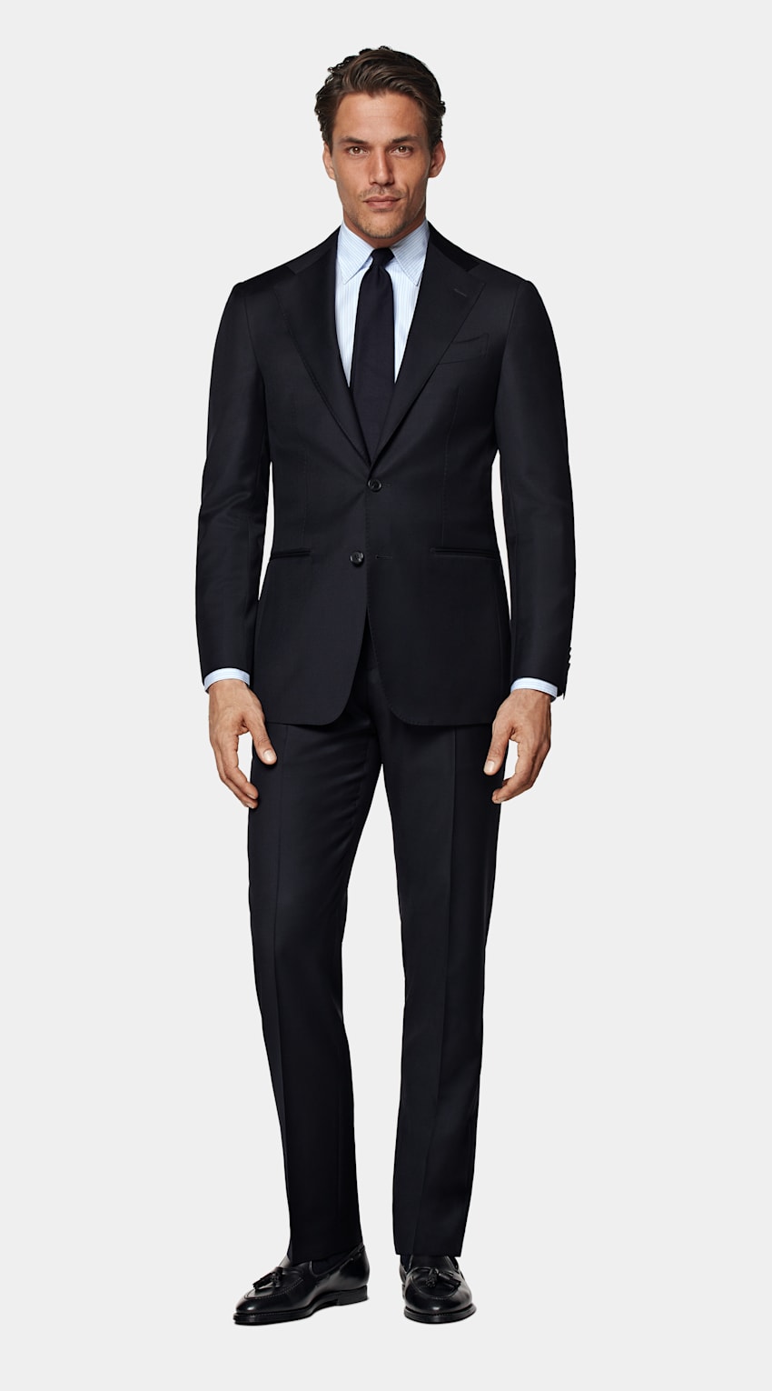 SUITSUPPLY Pure S130' Wool by Vitale Barberis Canonico, Italy Dark Blue Custom Made Suit