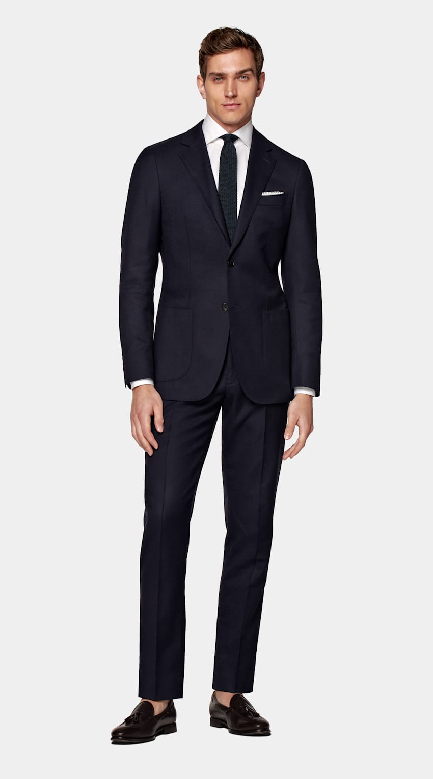 SUITSUPPLY Stretch Wool by Reda, Italy Navy Perennial Havana Suit