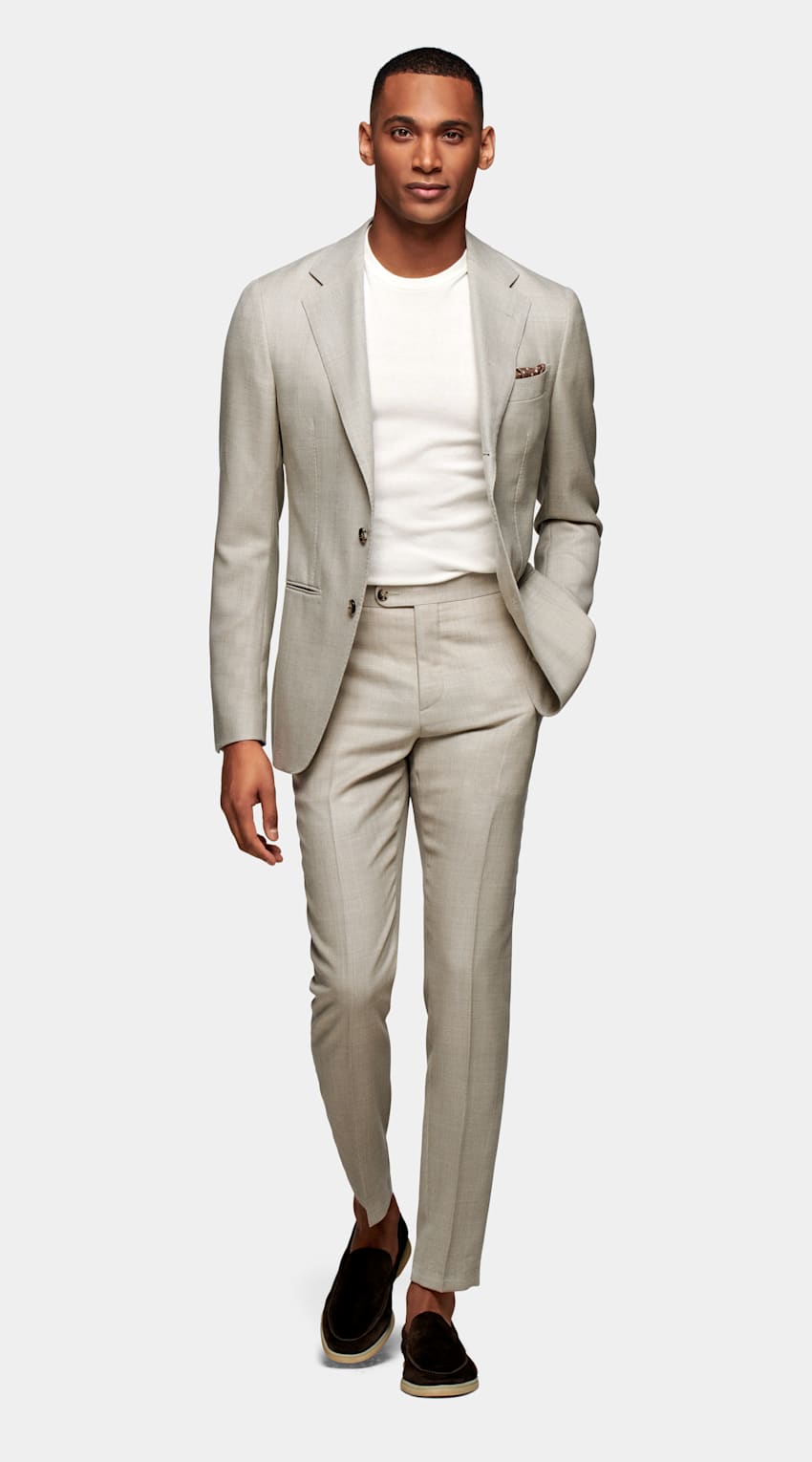 SUITSUPPLY Pure Wool by Vitale Barberis Canonico, Italy Light Brown Tailored Fit Havana Suit
