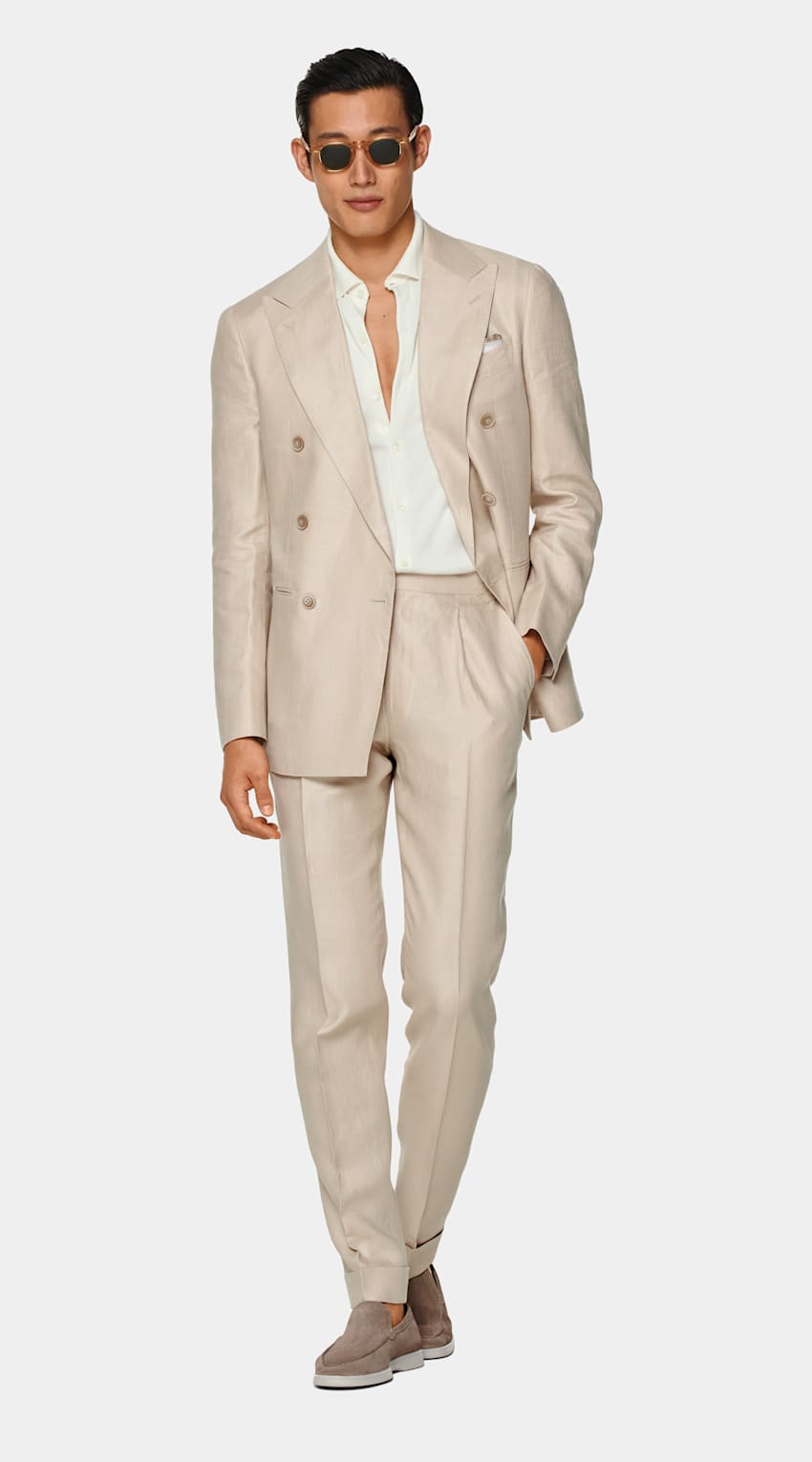 SUITSUPPLY Pure Linen by Solbiati, Italy Light Brown Havana Suit