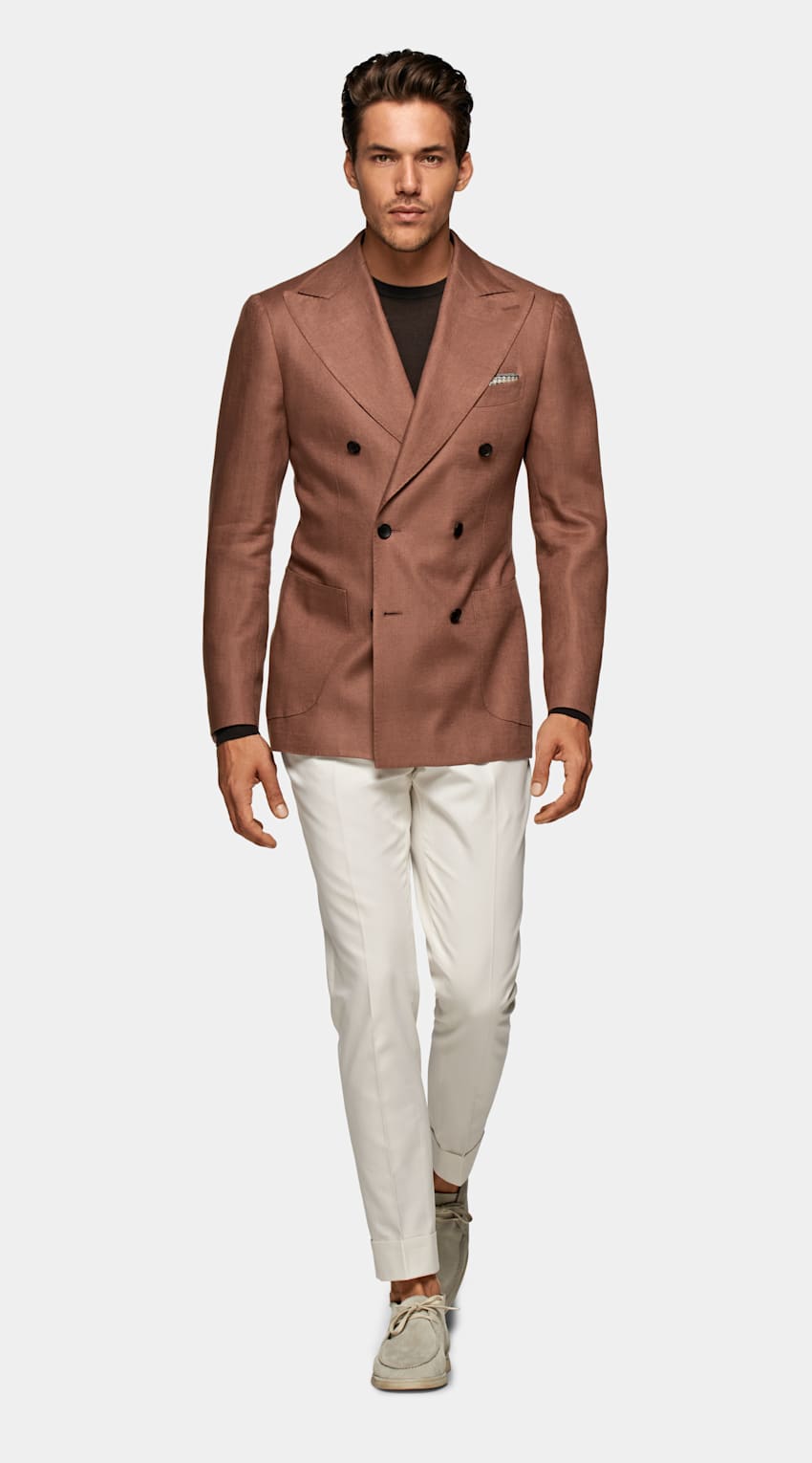 Brown Havana Suit | Pure Linen Double Breasted | Suitsupply Online Store