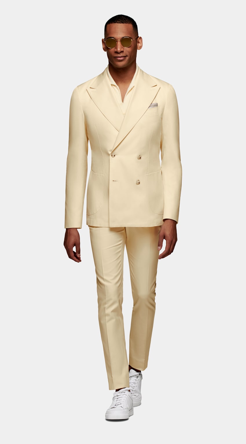 SUITSUPPLY Pure Cotton by E.Thomas, Italy Light Yellow Havana Suit