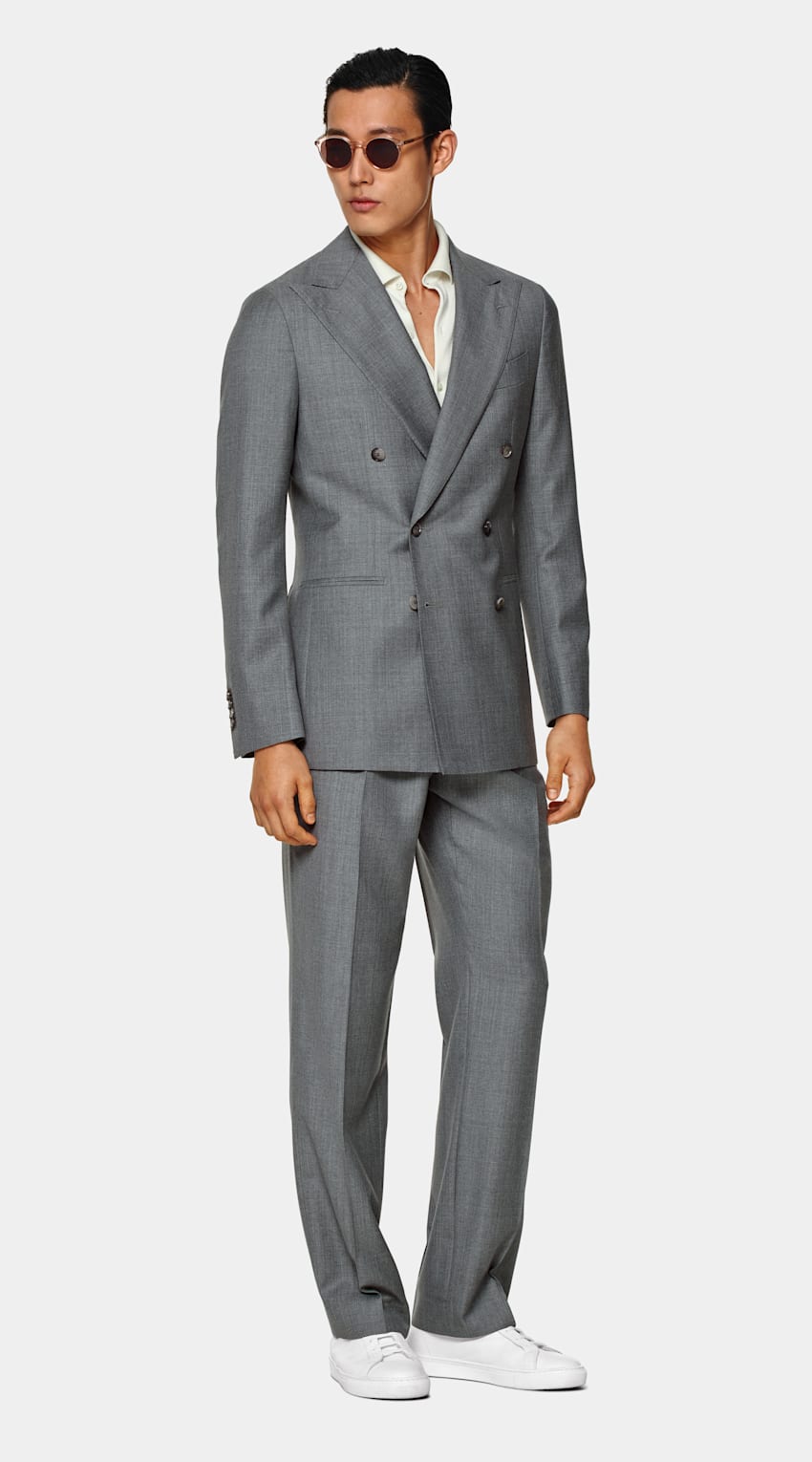 SUITSUPPLY Pure S110's Wool by Vitale Barberis Canonico, Italy Light Grey Havana Suit