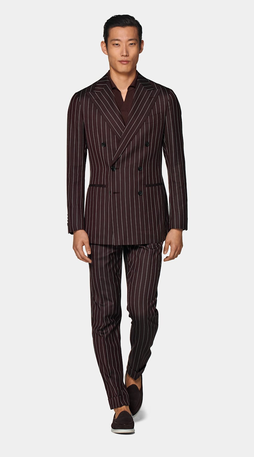 SUITSUPPLY Wool Silk Linen by E.Thomas, Italy Burgundy Havana Suit