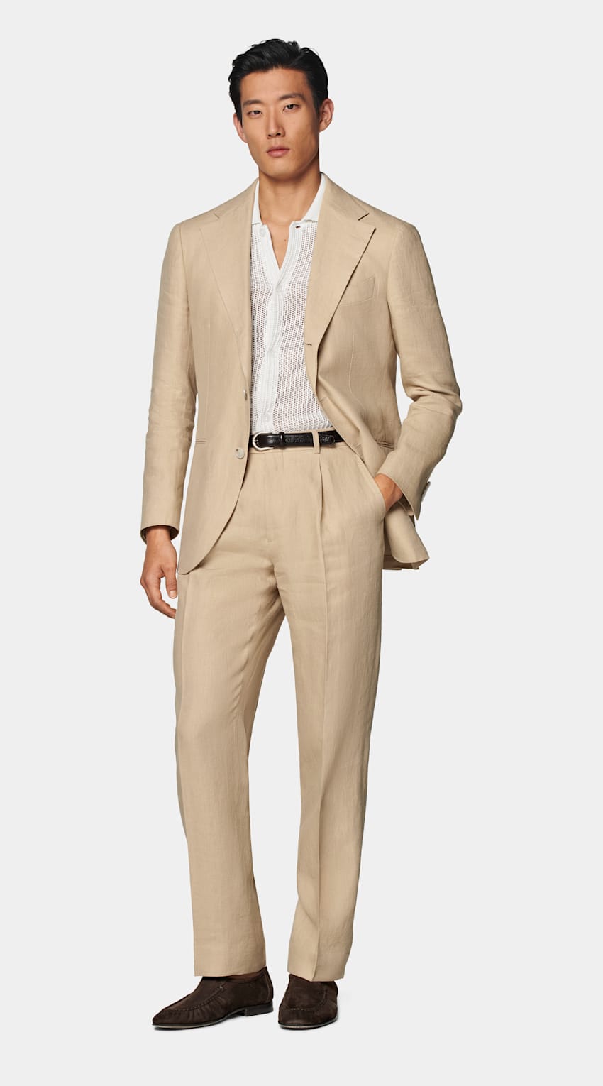 SUITSUPPLY Pures Leinen von Leomaster, Italien Roma Anzug sand Relaxed Fit