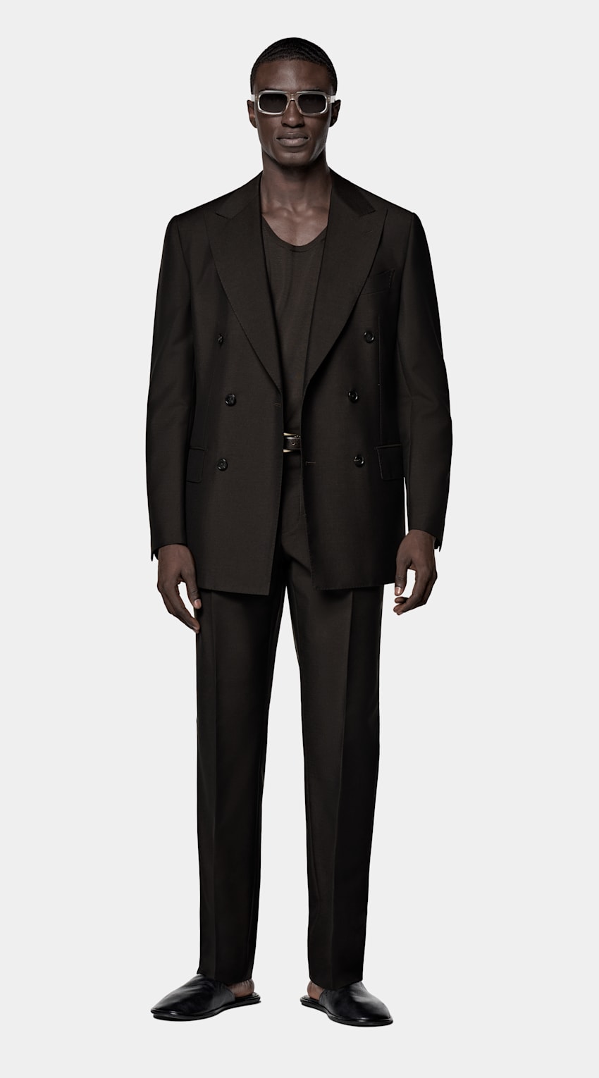 SUITSUPPLY All Season Wool Mohair by Vitale Barberis Canonico, Italy Dark Brown Tailored Fit Milano Suit