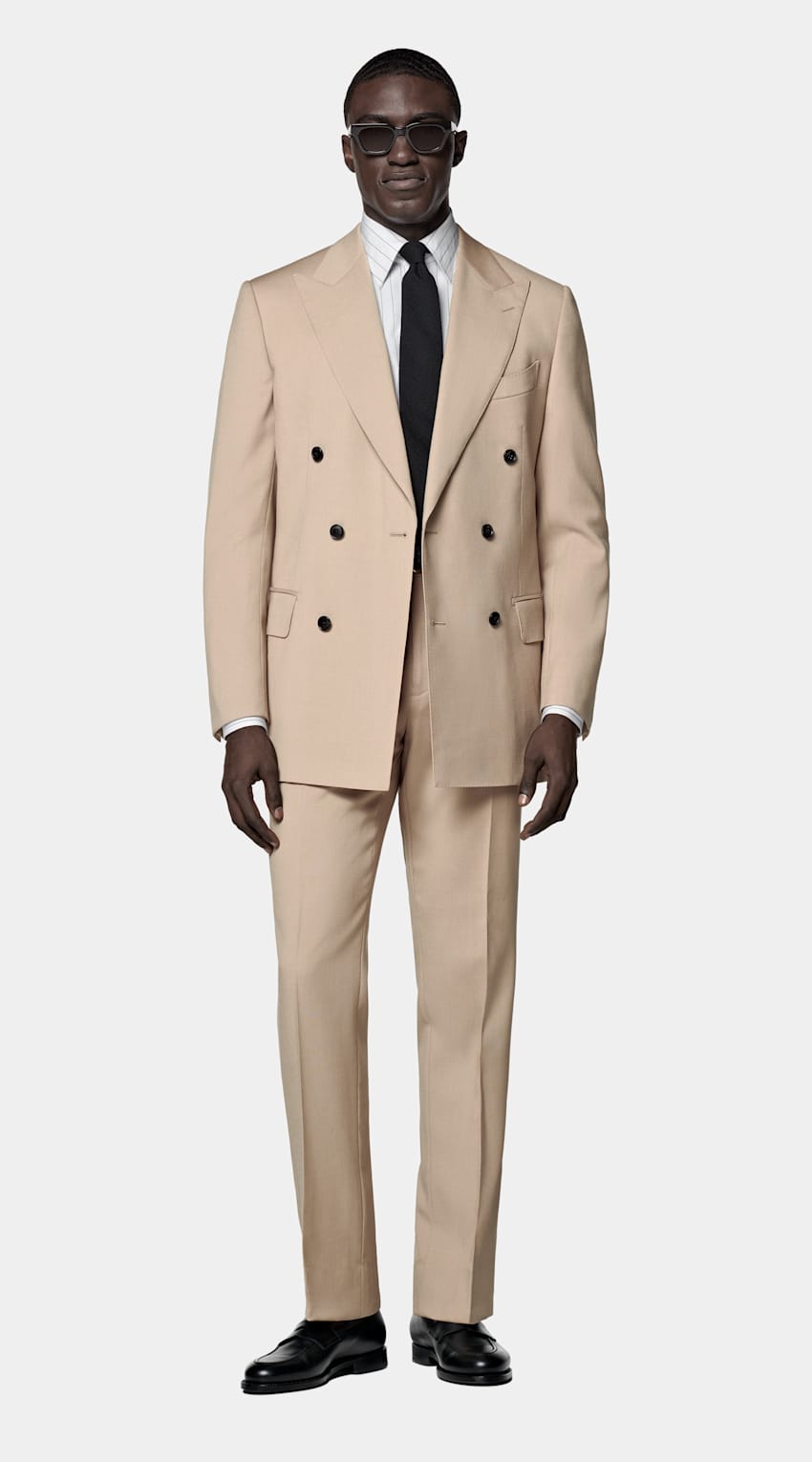 SUITSUPPLY All Season Wool Mohair by Botto Giuseppe, Italy Mid Brown Tailored Fit Milano Suit