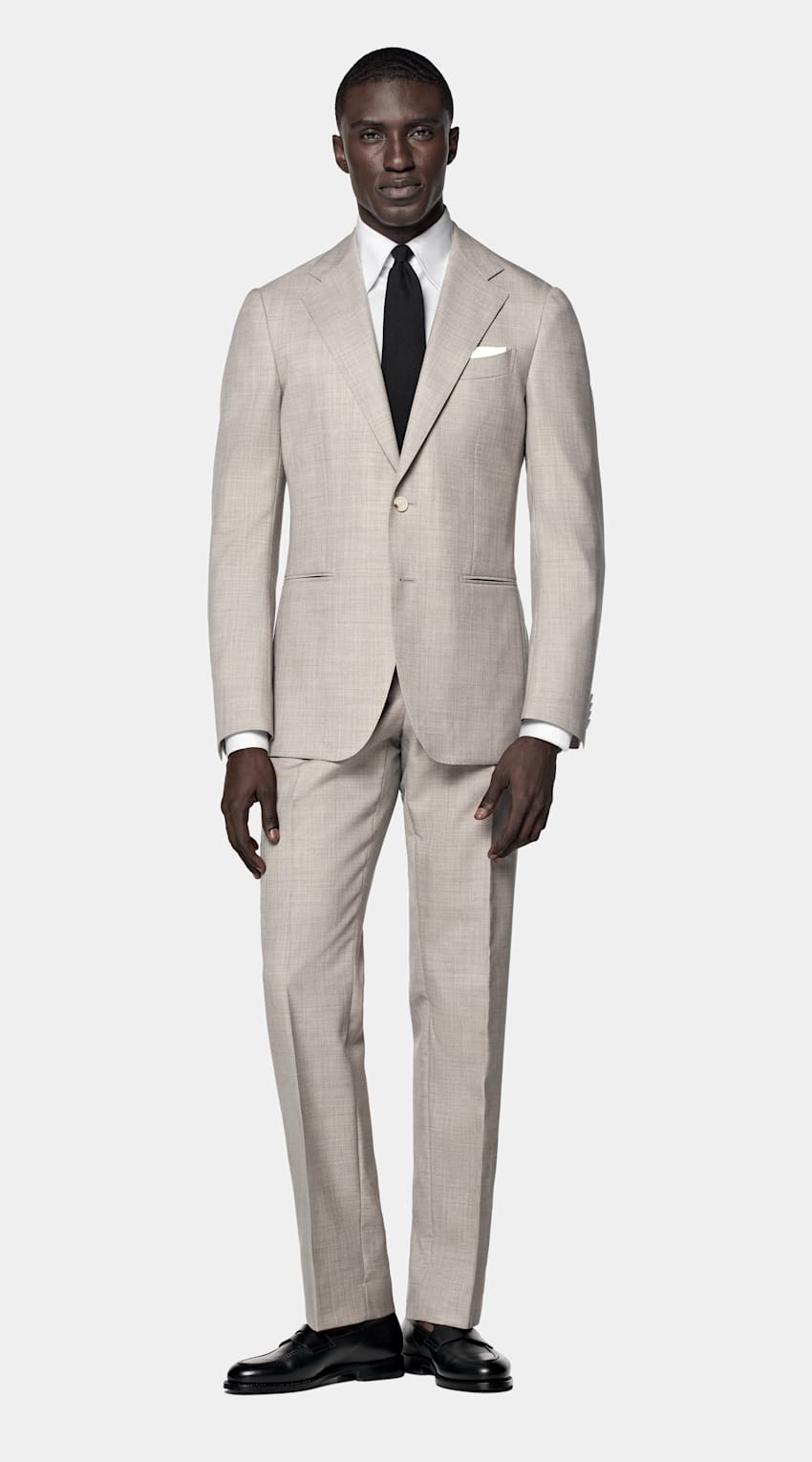 SUITSUPPLY All Season Pure Tropical Wool by Vitale Barberis Canonico, Italy Light Brown Perennial Tailored Fit Havana Suit