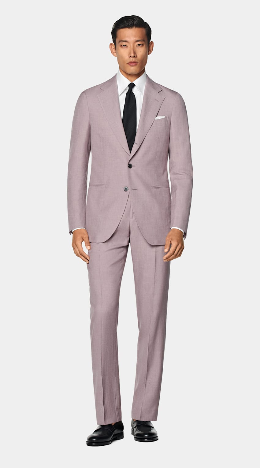 SUITSUPPLY Summer Wool Silk Linen by E.Thomas, Italy Purple Tailored Fit Havana Suit