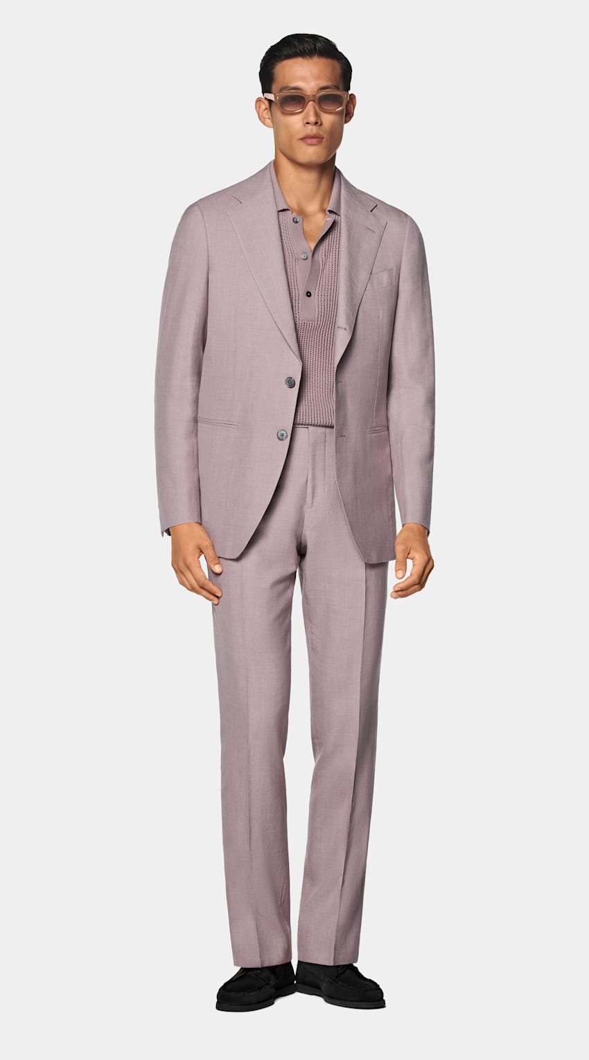 SUITSUPPLY Summer Wool Silk Linen by E.Thomas, Italy Purple Tailored Fit Havana Suit
