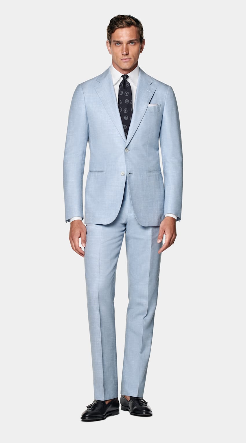 SUITSUPPLY Estate Lana, seta e lino - E.Thomas, Italia Abito Havana blu chiaro tailored fit