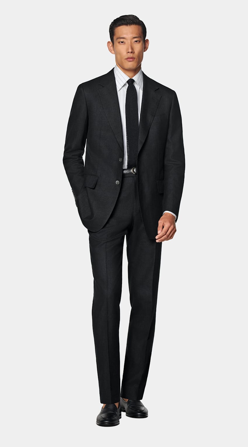 SUITSUPPLY Estate Lana, seta e lino - E.Thomas, Italia Abito Milano nero tailored fit