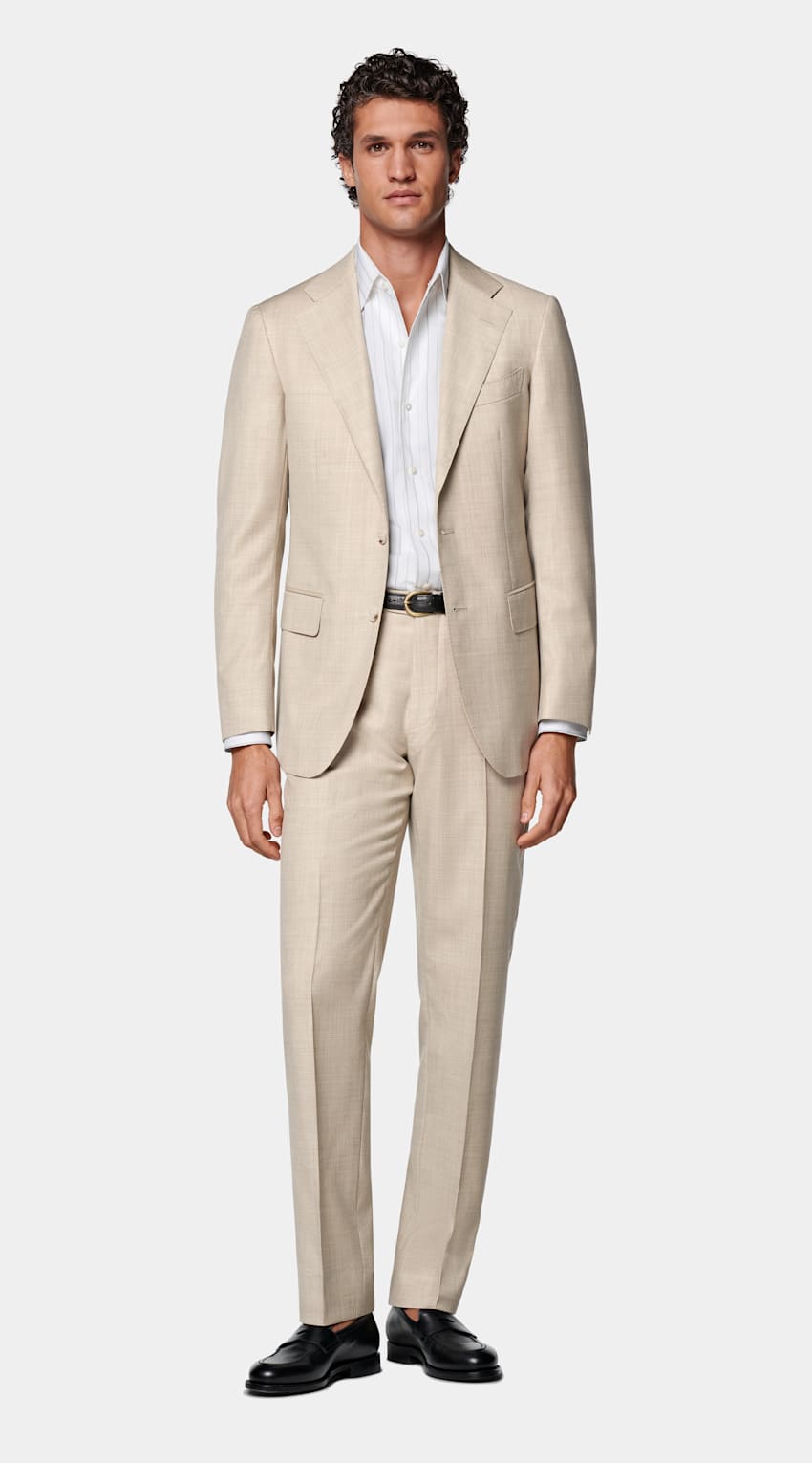 SUITSUPPLY All season Pura lana S130's - Delfino, Italia Abito Havana color sabbia tailored fit