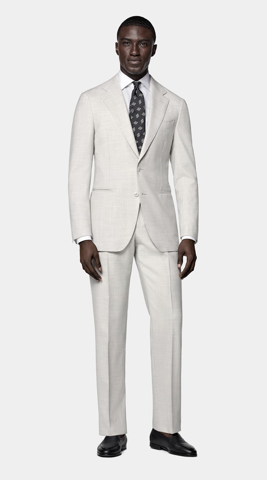 SUITSUPPLY All Season Pure S130's Wool by Drago, Italy Light Grey Tailored Fit Havana Suit