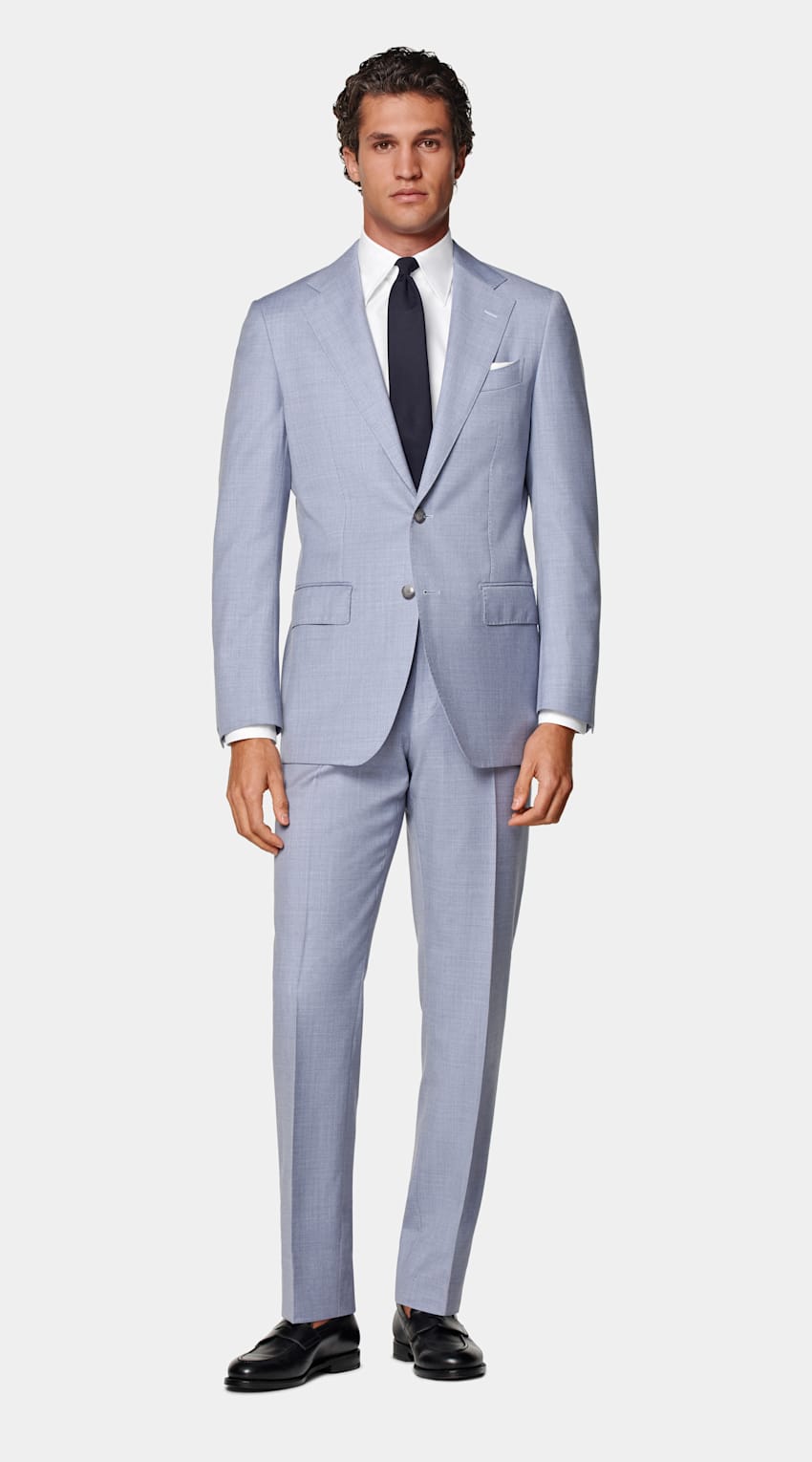 SUITSUPPLY All Season Pure Wool by Reda, Italy Light Blue Perennial Tailored Fit Havana Suit