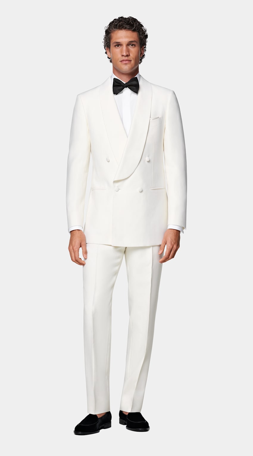 SUITSUPPLY All Season Wool Silk by Piacenza, Italy Off-White Tailored Fit Milano Tuxedo