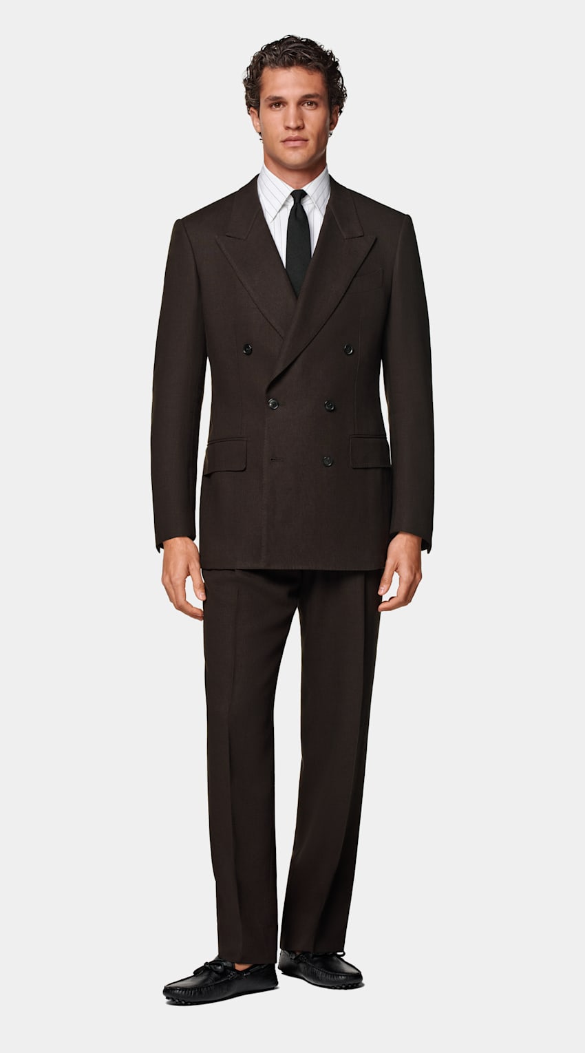 SUITSUPPLY Summer Pure Linen by Beste, Italy Mid Brown Tailored Fit Milano Suit