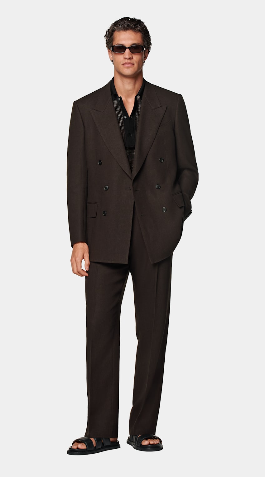 SUITSUPPLY Summer Pure Linen by Beste, Italy Mid Brown Tailored Fit Milano Suit