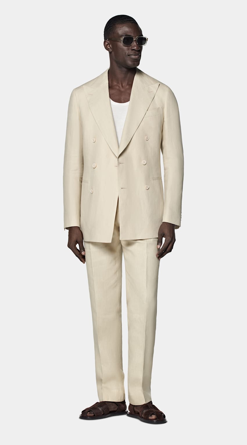 SUITSUPPLY Summer Pure Linen by Leomaster, Italy Sand Tailored Fit Havana Suit