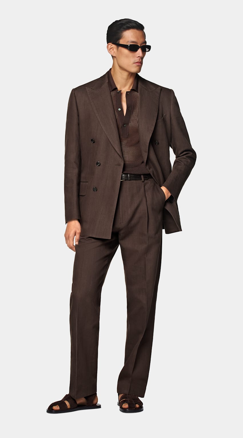 SUITSUPPLY Summer Cotton Linen by Emmetex, Italy Mid Brown Tailored Fit Milano Suit