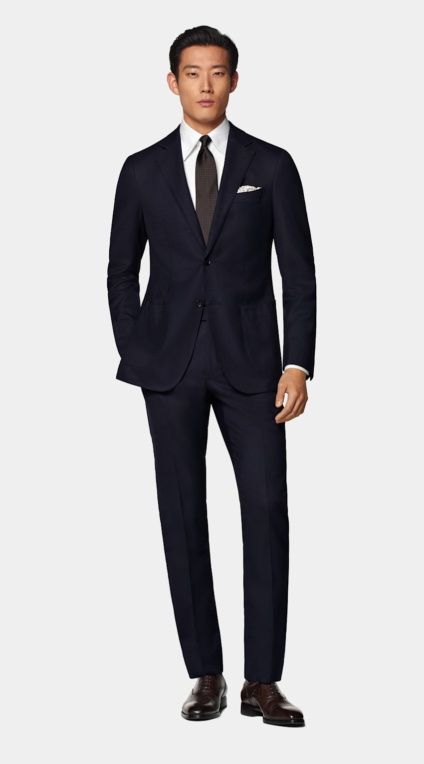 SUITSUPPLY Stretch Wool by Reda, Italy Navy Perennial Havana Suit