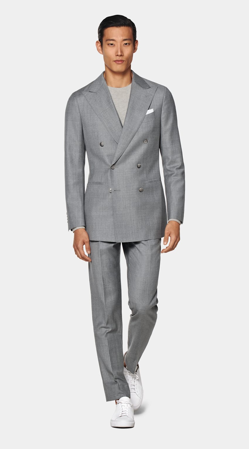 SUITSUPPLY All season Pure laine S110's par Vitale Barberis Canonico, Italie Costume Perennial Havana coupe Tailored gris clair