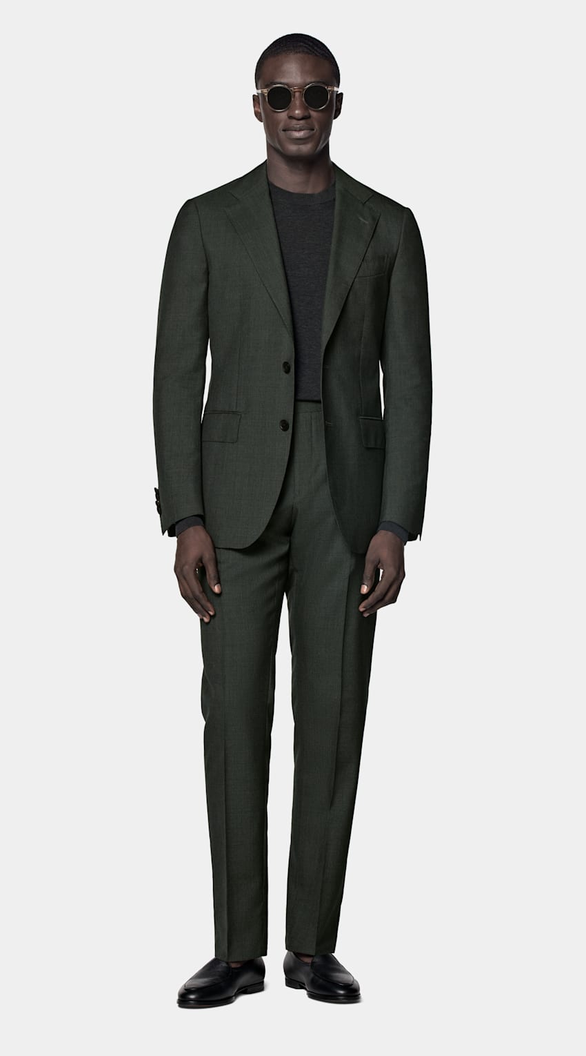 SUITSUPPLY 四季热带羊毛 由Vitale Barberis Canonico生产，产自意大利 Perennial Havana 深绿色合体身型西装