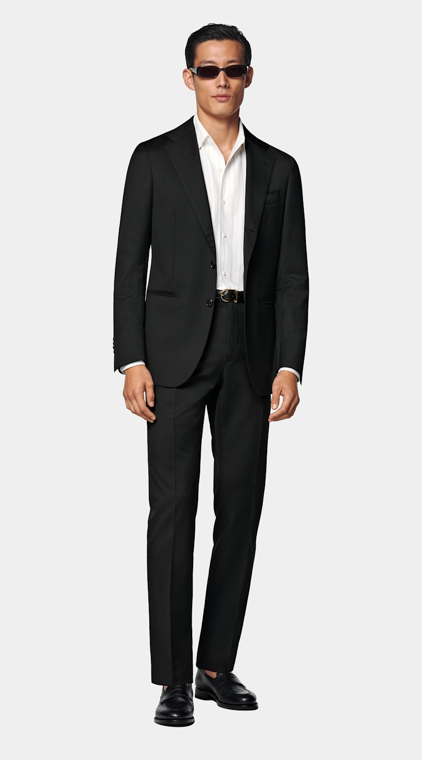 SUITSUPPLY All Season Pure S110's Wool by Reda, Italy Black Perennial Tailored Fit Havana Suit