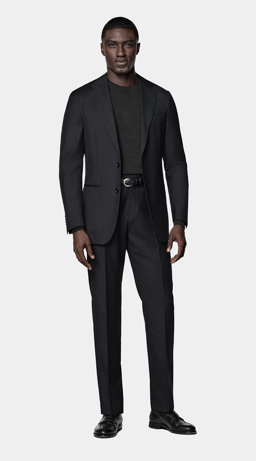 SUITSUPPLY All Season Pure Wool by Reda, Italy Dark Grey Perennial Tailored Fit Havana Suit