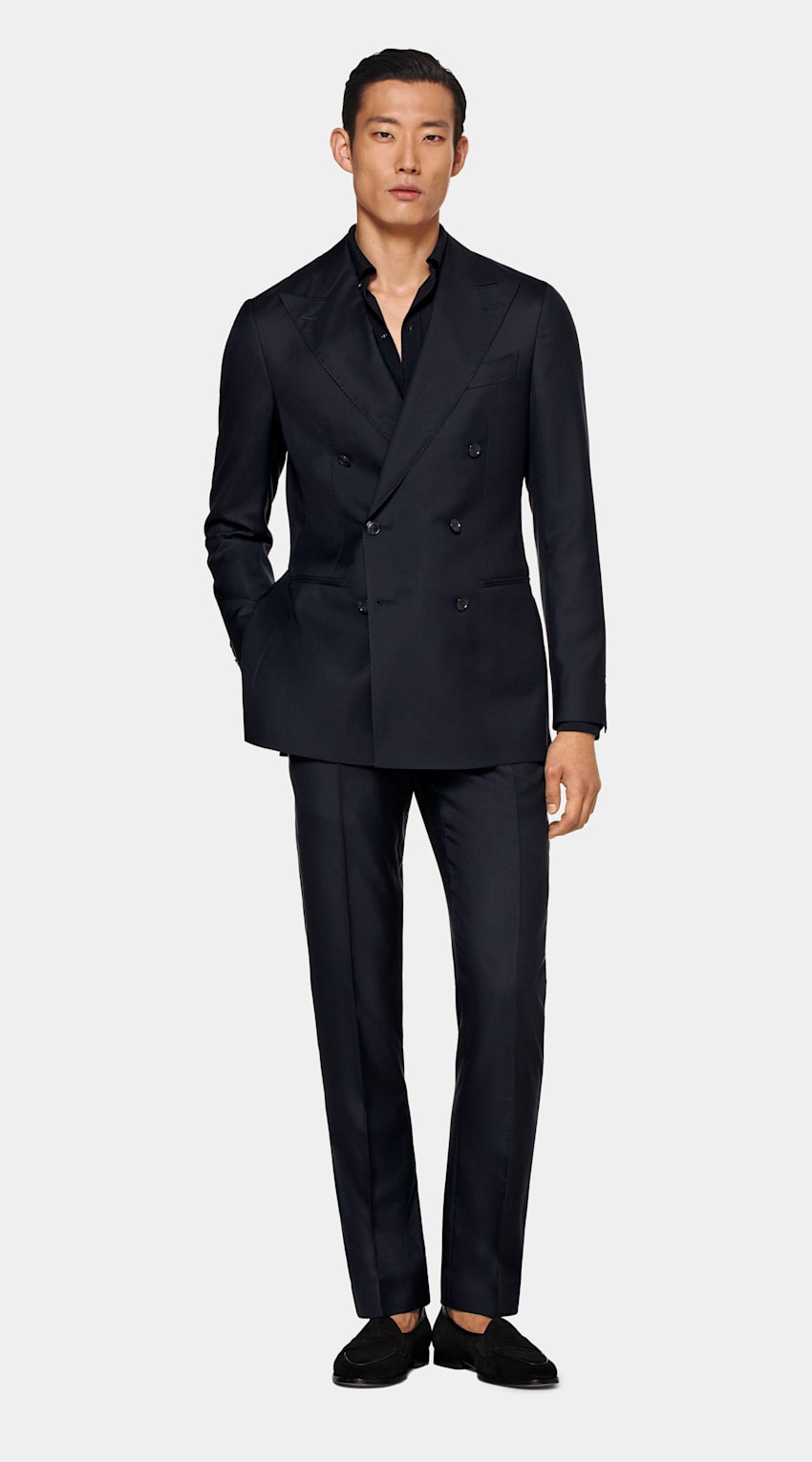 SUITSUPPLY Wool Silk by Colombo, Italy Navy Custom Made Suit