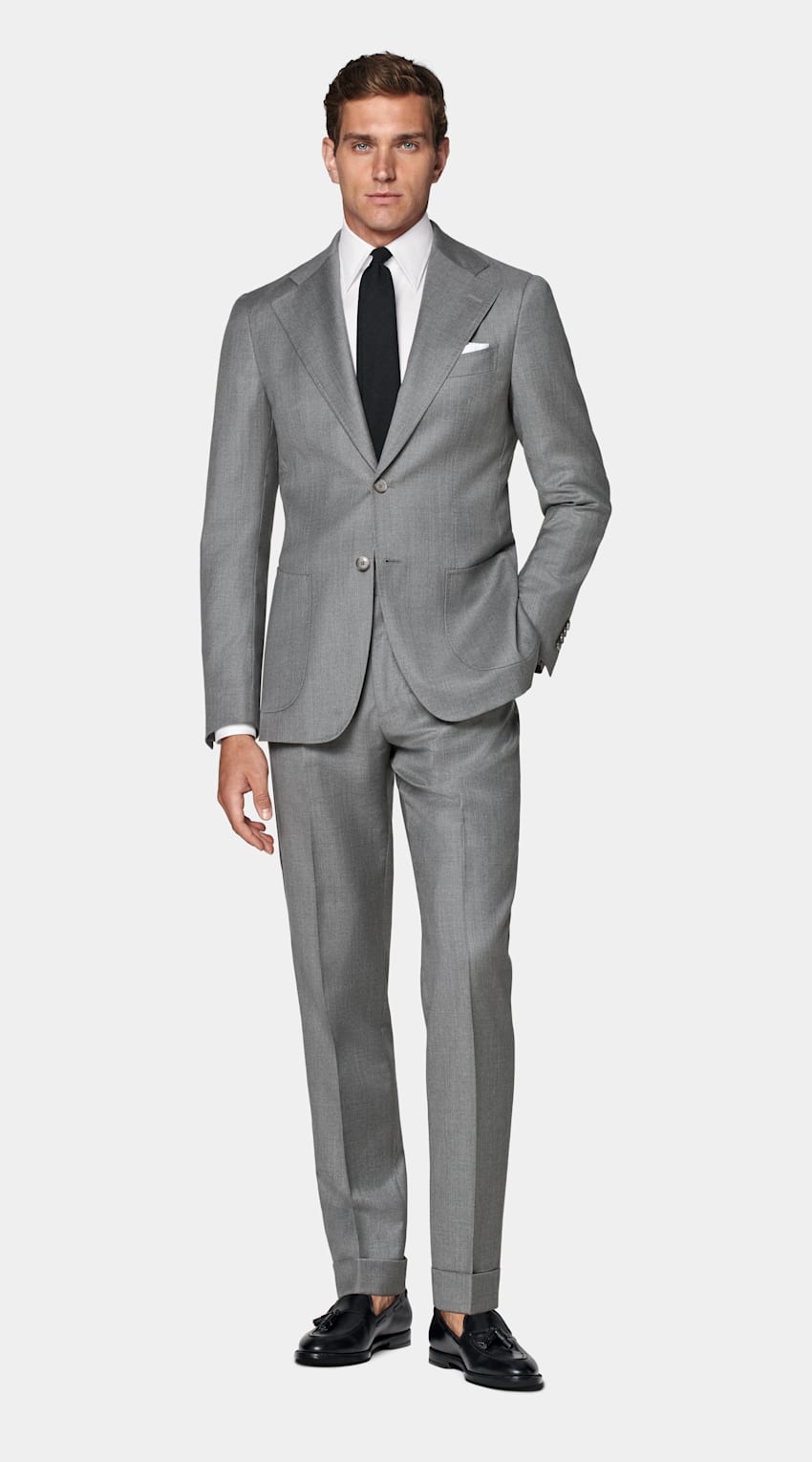 SUITSUPPLY All Season Pure S130's Wool by Vitale Barberis Canonico, Italy Mid Grey Perennial Tailored Fit Havana Suit