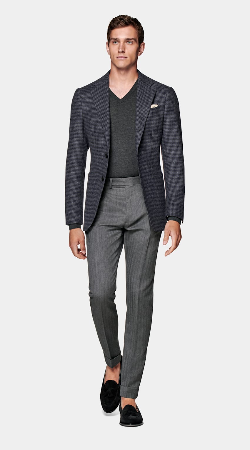 Dark Grey Check Havana Suit | Wool Cashmere Single Breasted | SUITSUPPLY