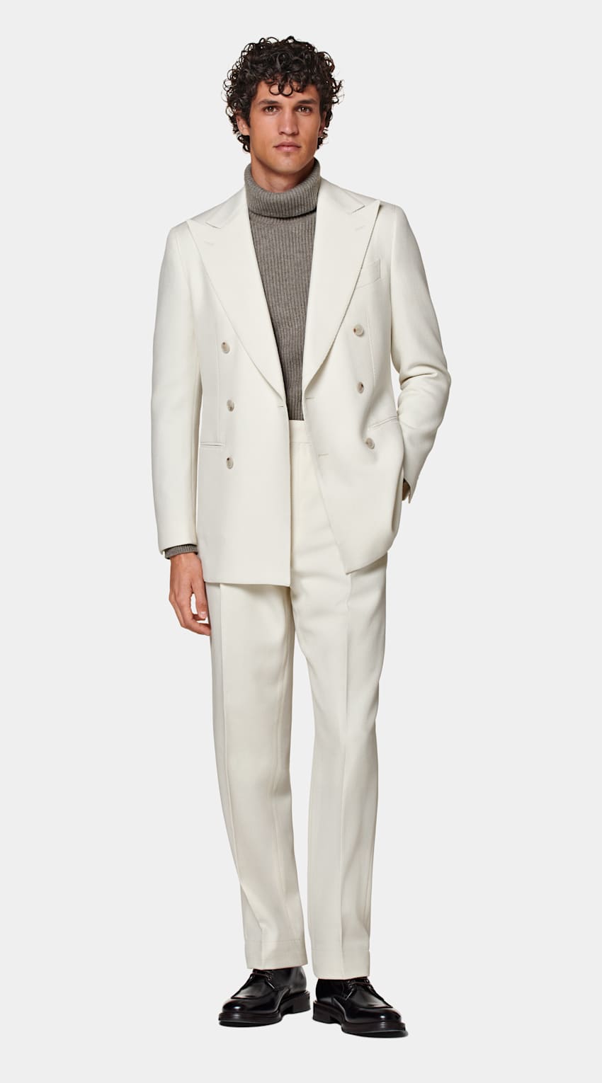SUITSUPPLY Pure 4-Ply Traveller Wool by Rogna, Italy Off-White Havana Suit