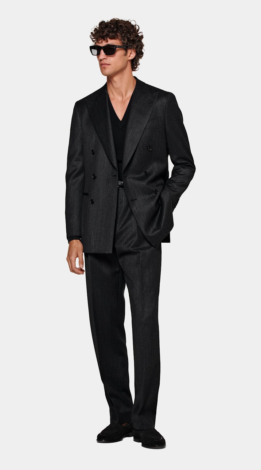 SUITSUPPLY Pure Wool by Vitale Barberis Canonico, Italy Dark Grey Havana Suit