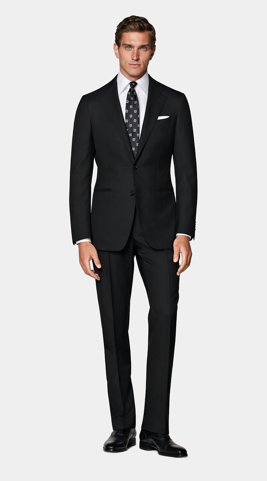 SUITSUPPLY All Season Pure S150's Wool by E.Thomas, Italy Black Tailored Fit Havana Suit