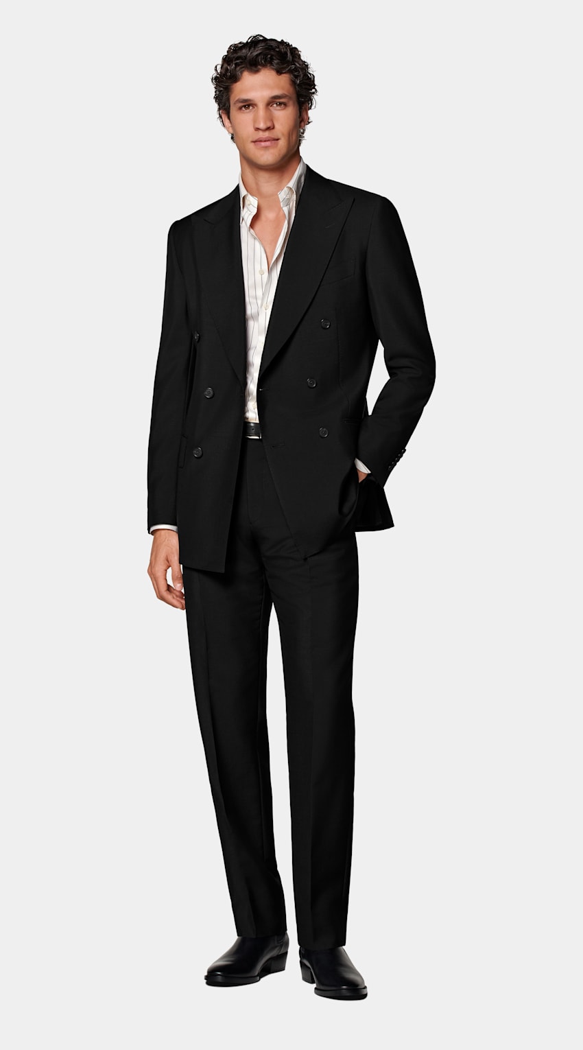 SUITSUPPLY All Season Wool Mohair by Vitale Barberis Canonico, Italy Black Tailored Fit Milano Suit