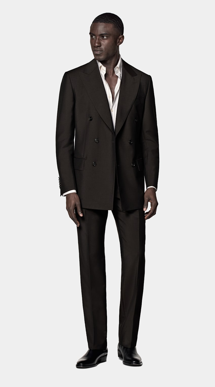 SUITSUPPLY All season Laine et mohair par Vitale Barberis Canonico, Italie Costume Milano coupe Tailored marron foncé