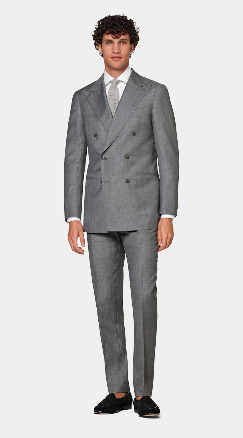 SUITSUPPLY Pure S110's Wool by Vitale Barberis Canonico, Italy Light Grey Perennial Havana Suit
