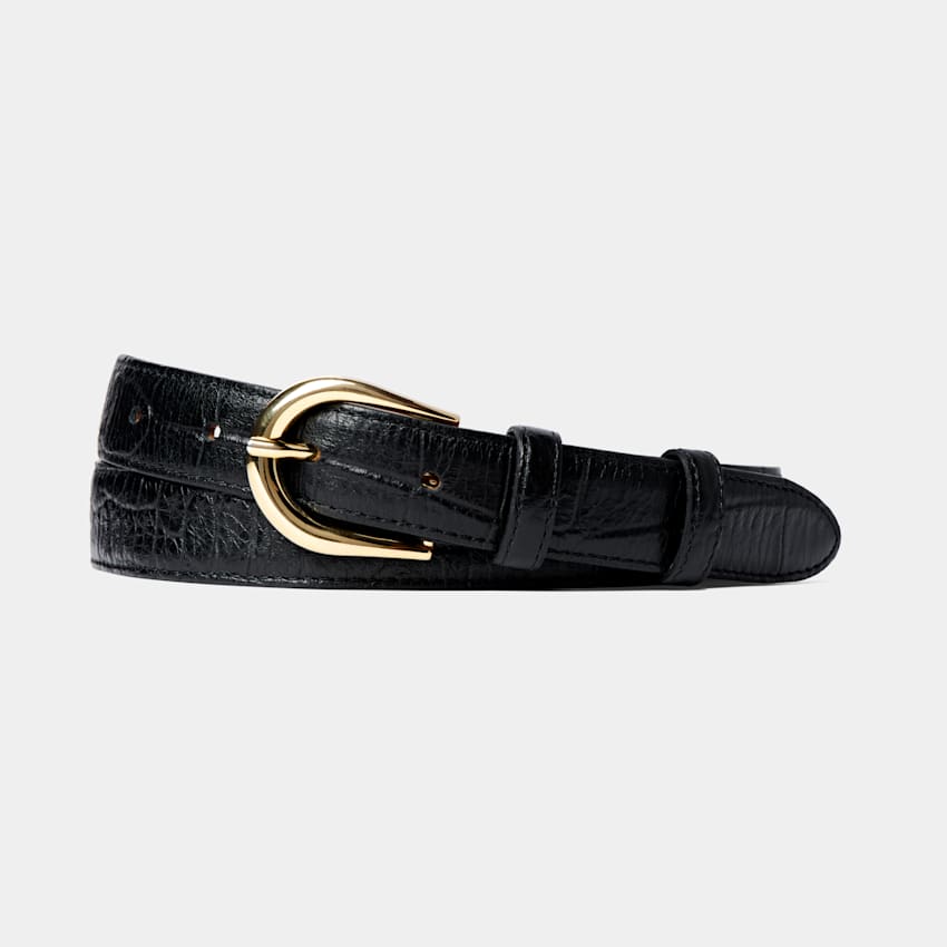 SUITSUPPLY Italian Cow Leather Black Belt