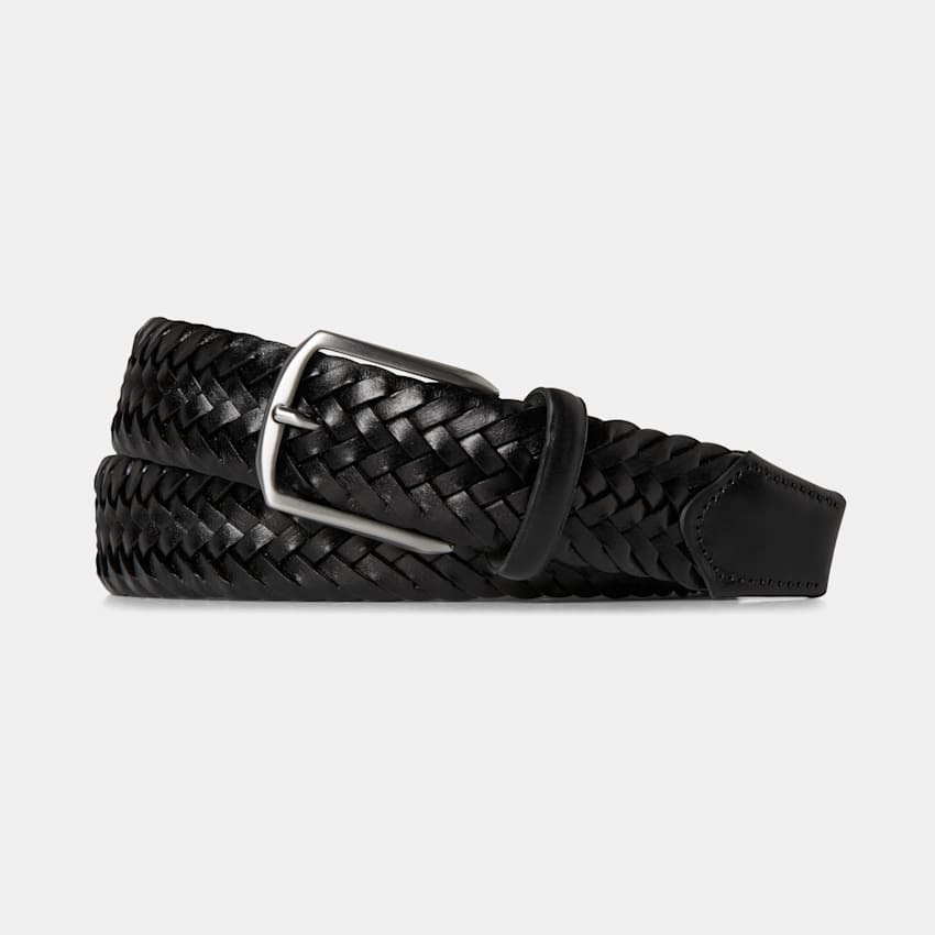 SUITSUPPLY Leather Black Braided Belt
